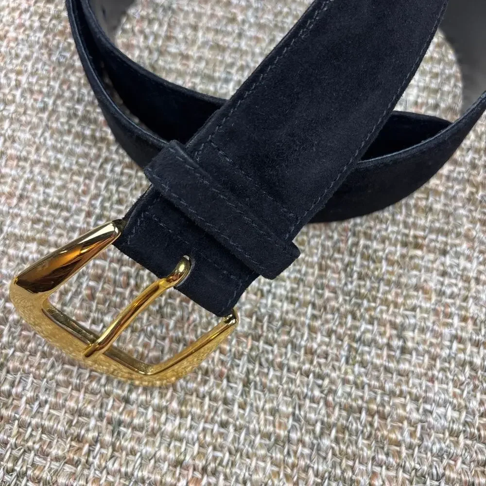 🖤✨ Escada Black Suede Belt | Size 40 | Gold Buckle | Made in Italy